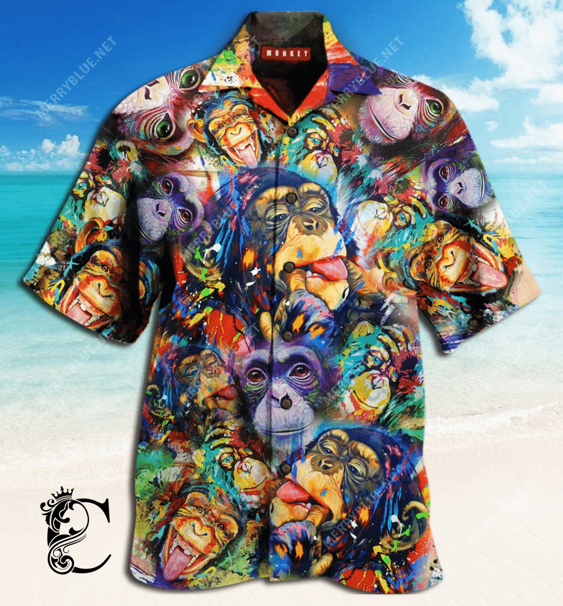 Beach Shirt Get Here Amazing Monkey Hawaiian Shirt- Chillicothemall