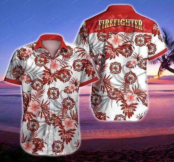 Beach Shirt Hawaiian Aloha Shirts Firefighter Tropical Hawaiian Dh- Chillicothemall