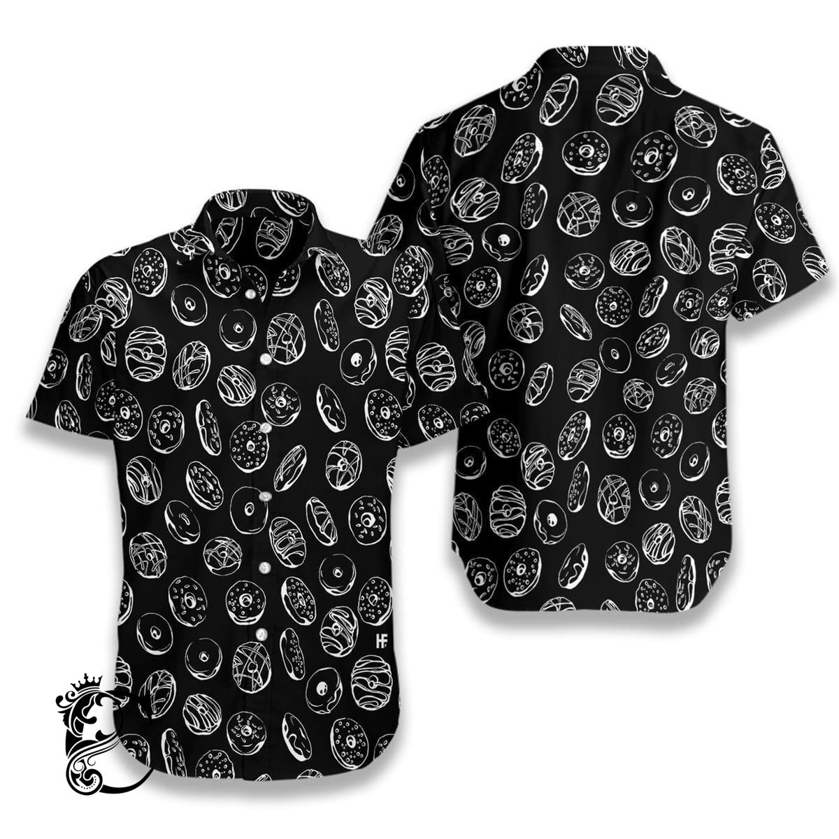 B&W Doughnut Unisex Hawaiian Aloha Shirts