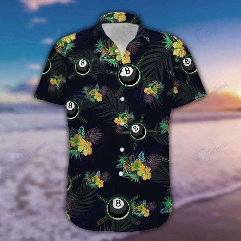 Black Billiard Tropical Unisex Hawaiian Aloha Shirt