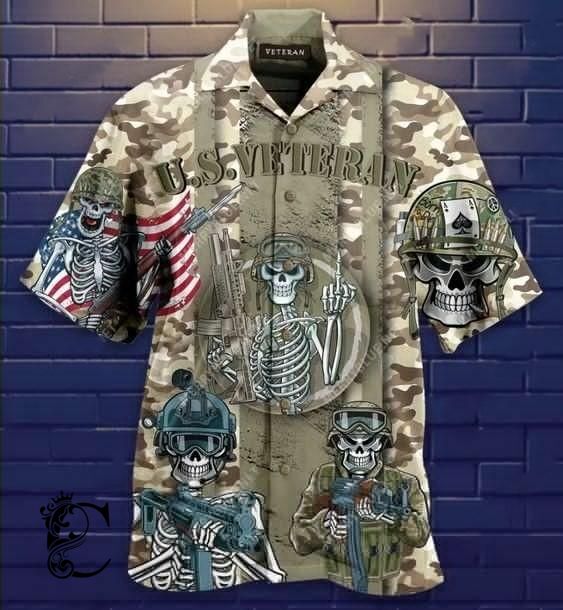 Veteran Skull Hawaiian Shirt 131