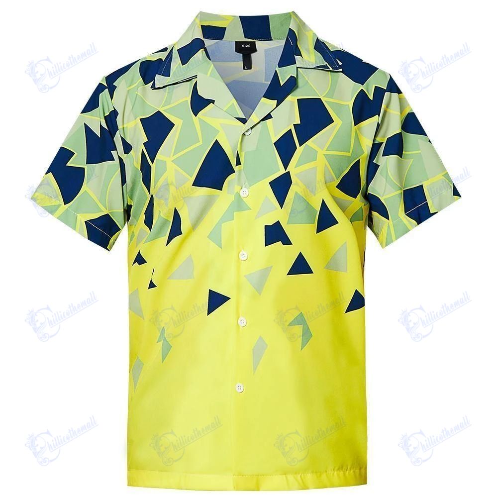 Beach Shirt Order Mens Hawaiian Yellow Shirt Geometric- Chillicothemall