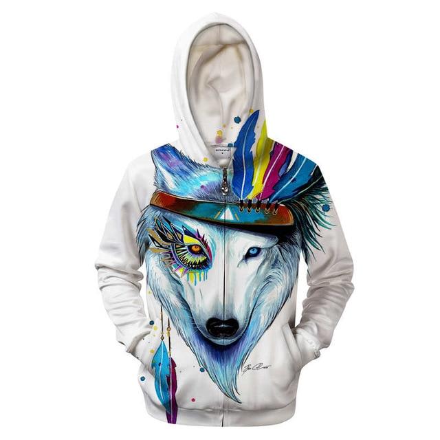 Warrior Wolf Zip-up Hoodie