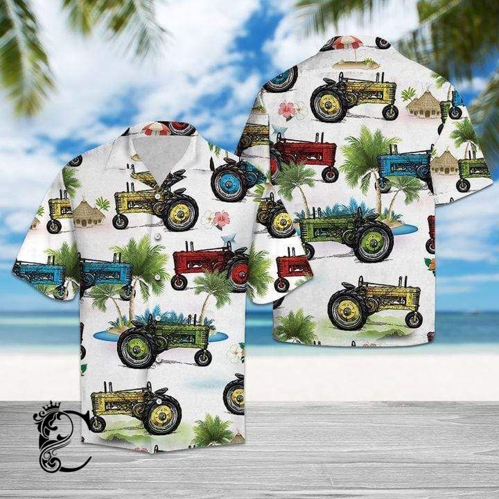 Beach Shirt Colorful Tractor Unisex Hawaiian Aloha Shirts- Chillicothemall