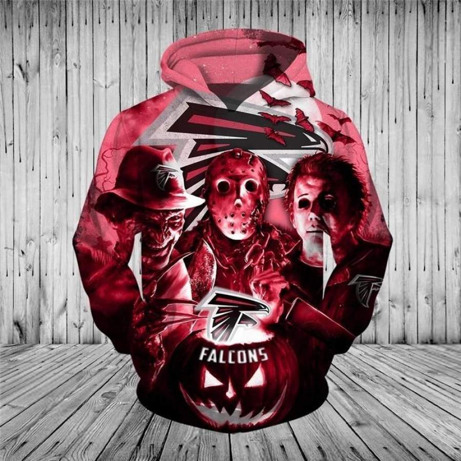 Atlanta Falcons Hoodies 3D Halloween Horror Night Sweatshirt Pullover