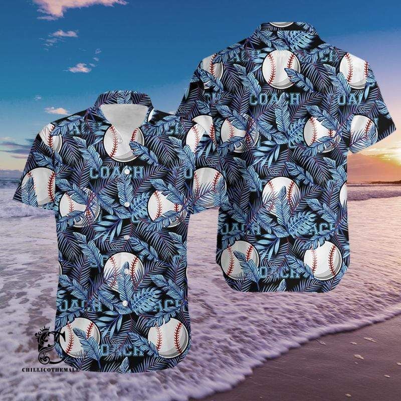 Baseball Coach Blue Hawaiian Aloha Shirts