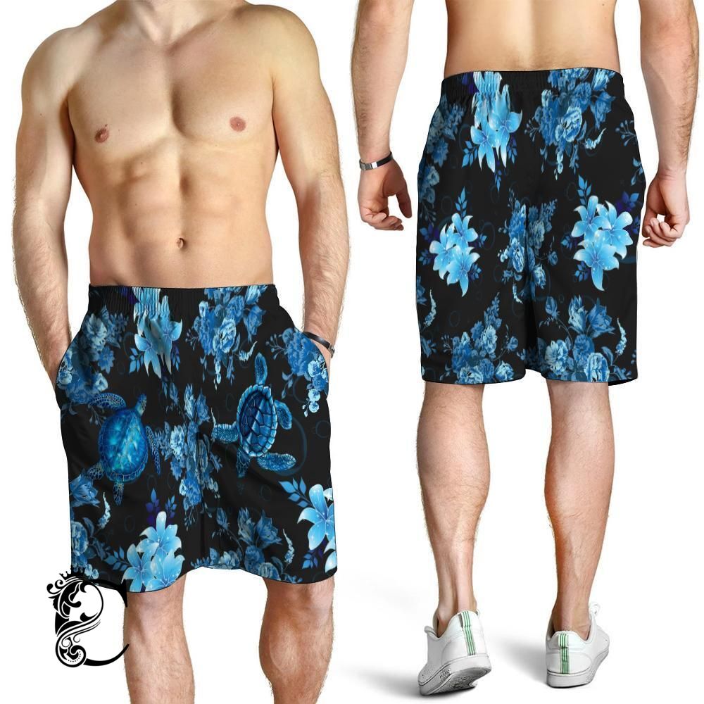 Blue Sea Turtle Hawaiian Shirt Beach Short