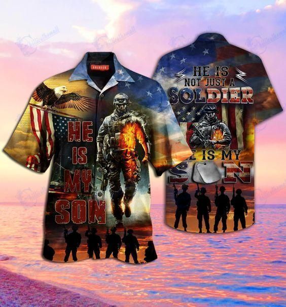 Beach Shirt Hawaiian Aloha Shirts Proud Soldier Parents- Chillicothemall