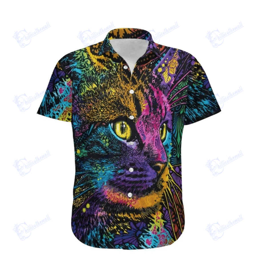 Beach Shirt Hawaiian Aloha Shirts Amazing Love Cat- Chillicothemall