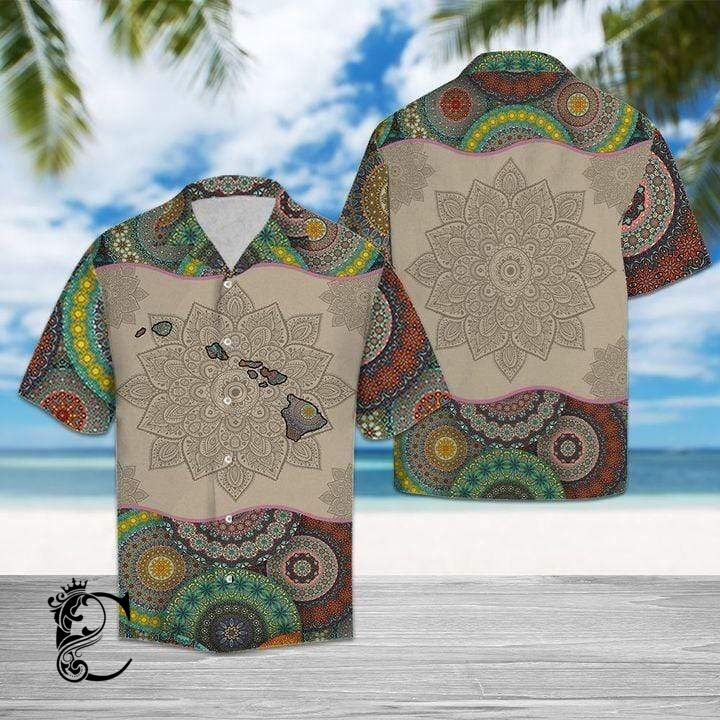 Beach Shirt Hawaiian Mandala Hawaii Shirts- Chillicothemall