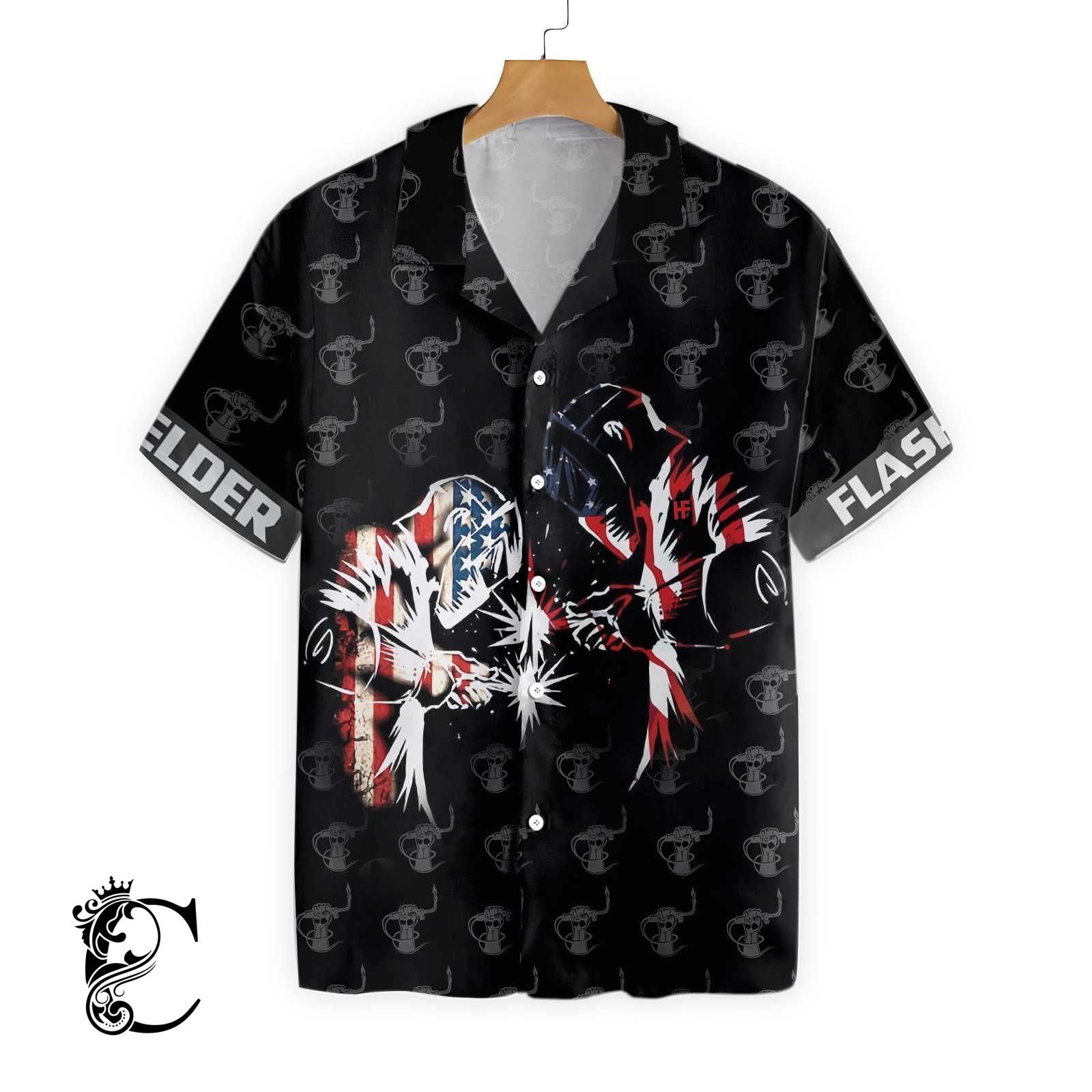 American Flag Welder Hawaiian Shirt