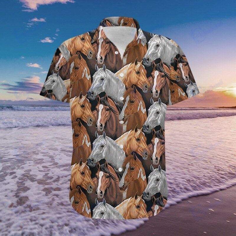 Beach Shirt Horse Hawaiian Aloha Shirts 0709H- Chillicothemall