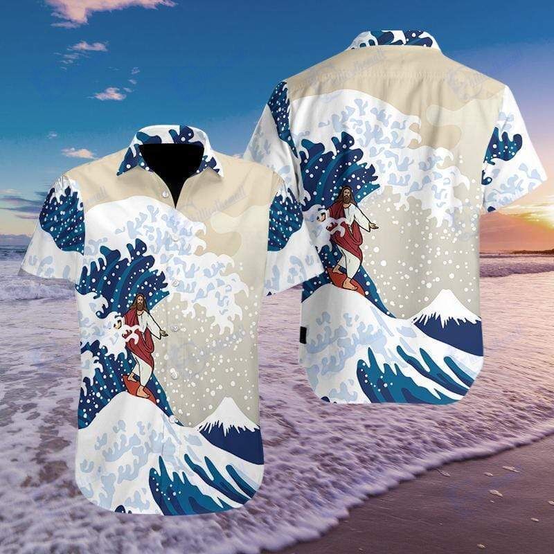 Beach Shirt Hawaiian Aloha Shirts Jesus Surfing 809L- Chillicothemall