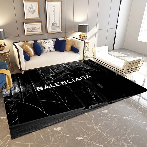 Balenciaga Logo Area Rug, Luxury Hypebeast Living Room Carpet, Fashion Brand Floor Mat