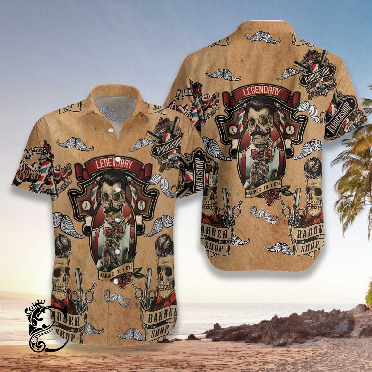 Barber Shop Vintage Skull Hawaiian Aloha Shirts