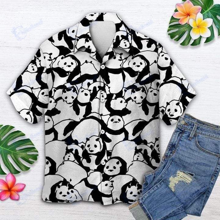 Beach Shirt Cute Panda Unisex Hawaiian Aloha Shirts- Chillicothemall