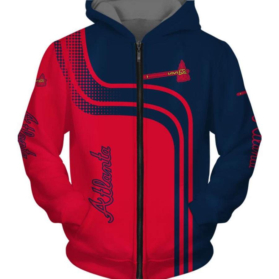 Atlanta Braves Zip Up Hoodie 3D