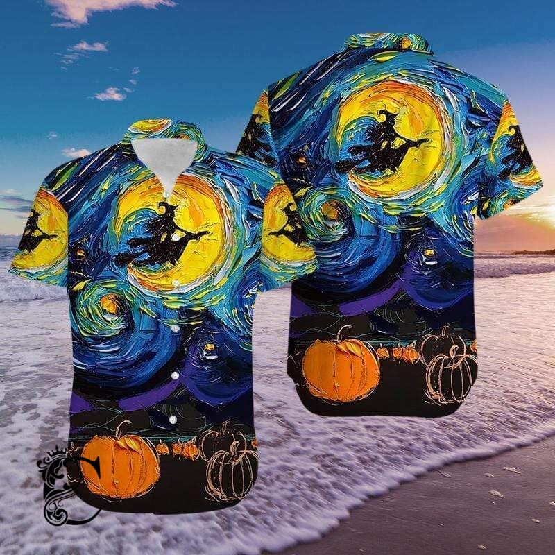 Witches Halloween Art Hawaiian Aloha Shirts