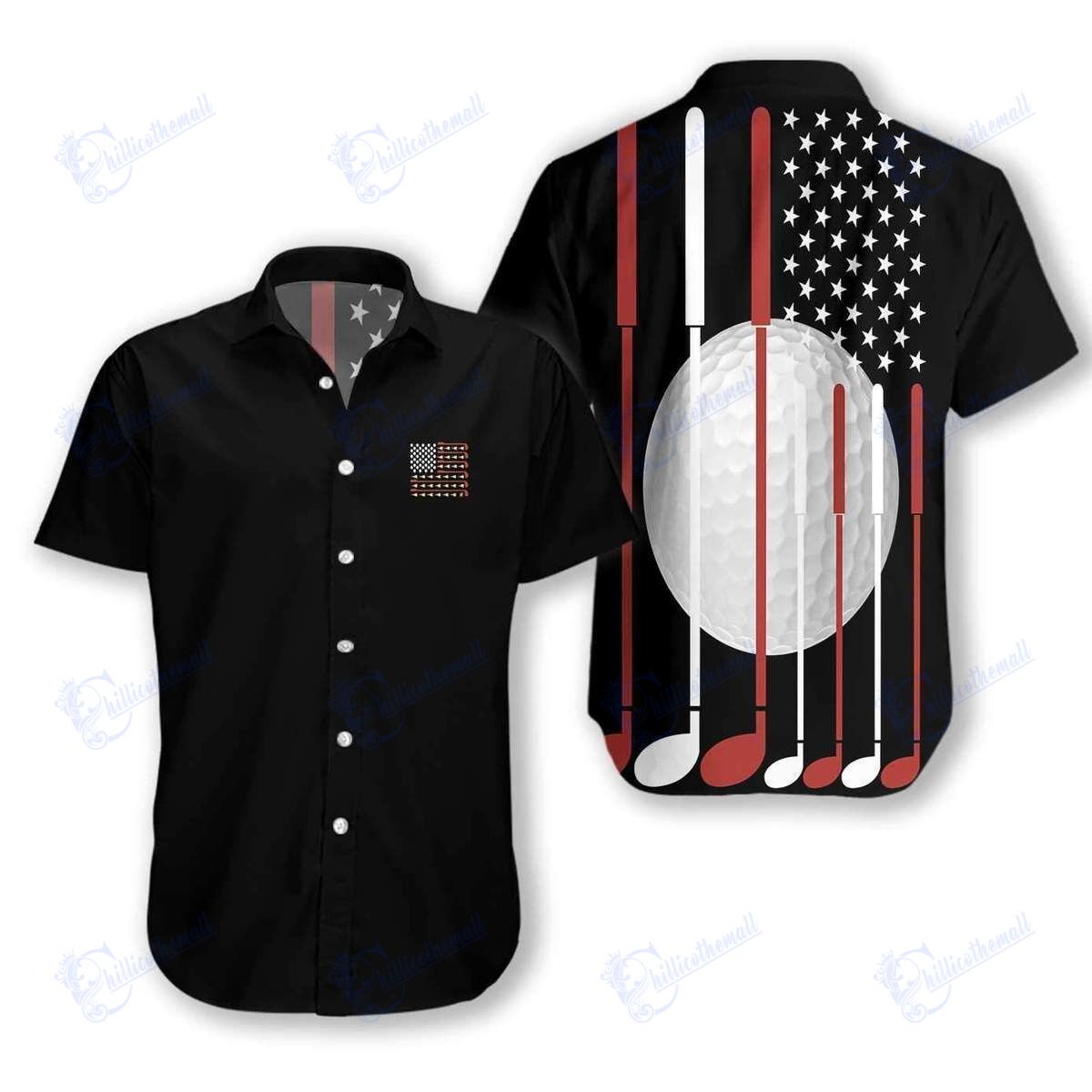 American Flag Golf Player Hawaiian Aloha Shirts