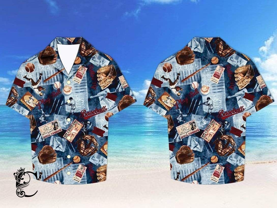 Beach Shirt Baseball Pattern Hawaiian Aloha Shirts 119V- Chillicothemall