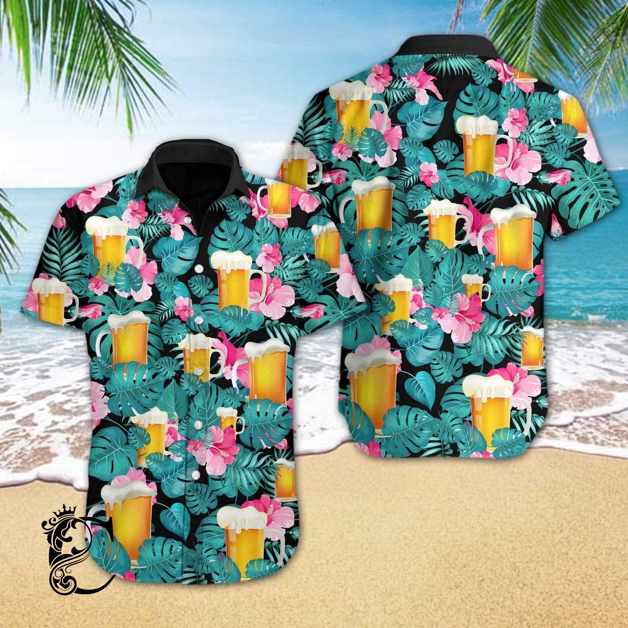 Beer Mug Beach Tropical Full Printing Hawaiian Shirts