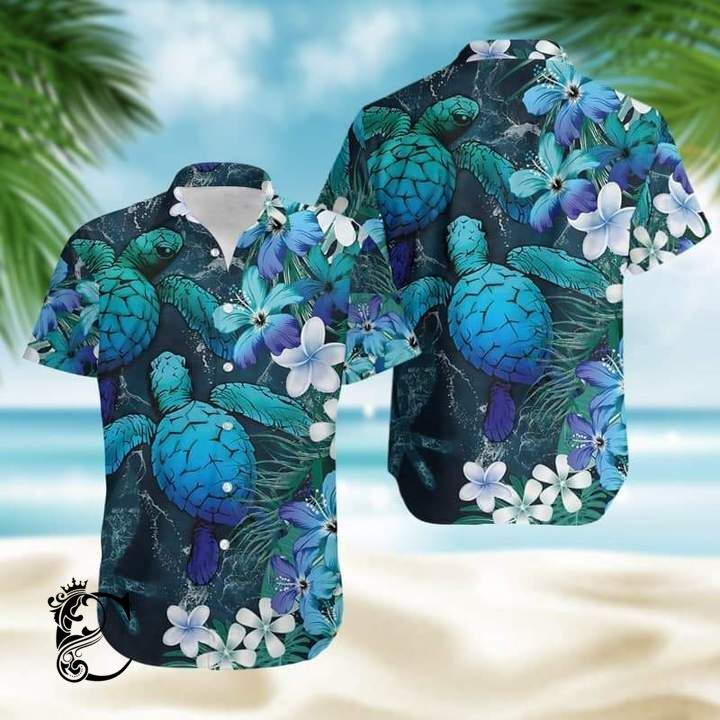 Blue Ocean Turtle Tropical Hawaiian Shirt 131