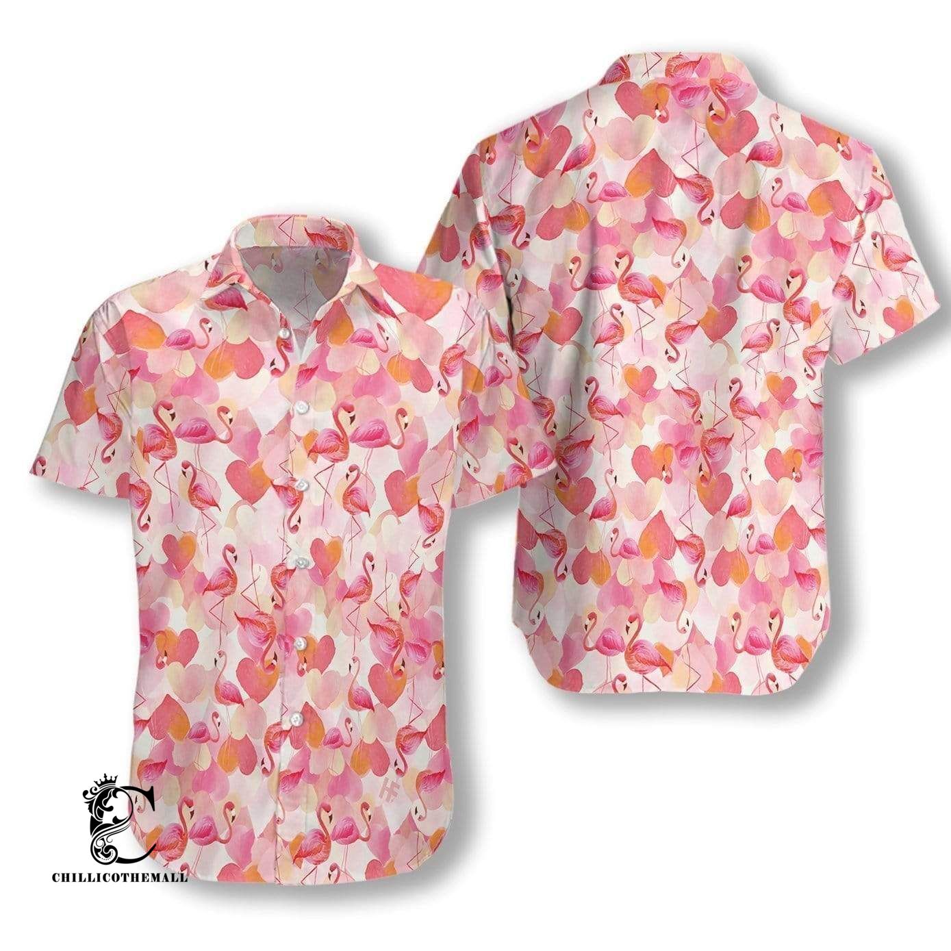 Beach Shirt Shop Pink Flamingo Hawaiian Aloha Shirts- Chillicothemall