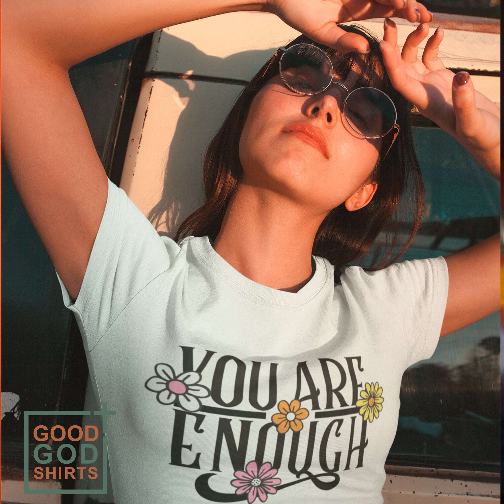 You Are Enough 70s t-shirt hippy shirt Self Love Christian Sayings You are loved shirt Christian Gift Religious Shirt Faith Shirt,Trend top