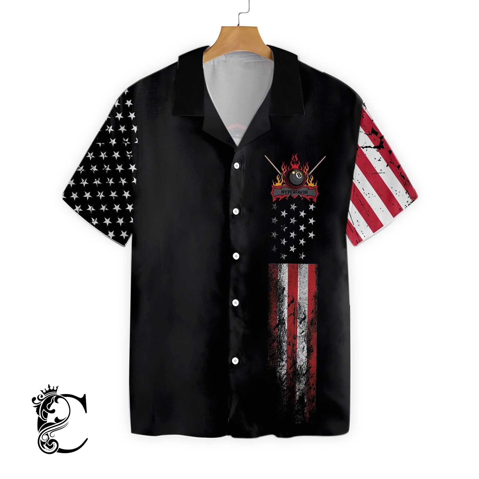 Billiards Eagle American Flag Hawaiian Shirt