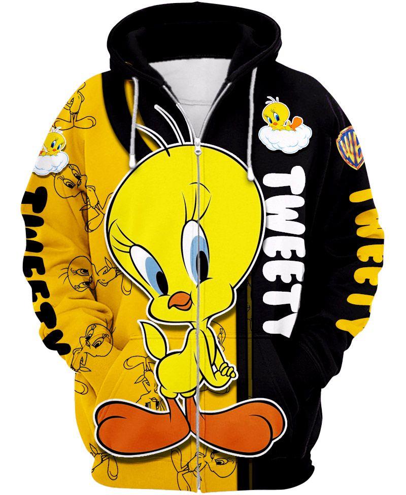 Tweety Zip-Up Hoodie, Tweety Bird Hoodie, Cute Cartoons Hoodie, Tweety Bird Gift, Vintage Tweety Hoodie, Tweety Hoodie Cartoon, Tweety Hoodie Women, Gift For Her