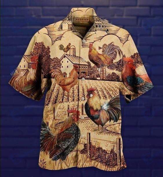 Beach Shirt Find Hawaiian Aloha Shirts Rooster Vintage- Chillicothemall