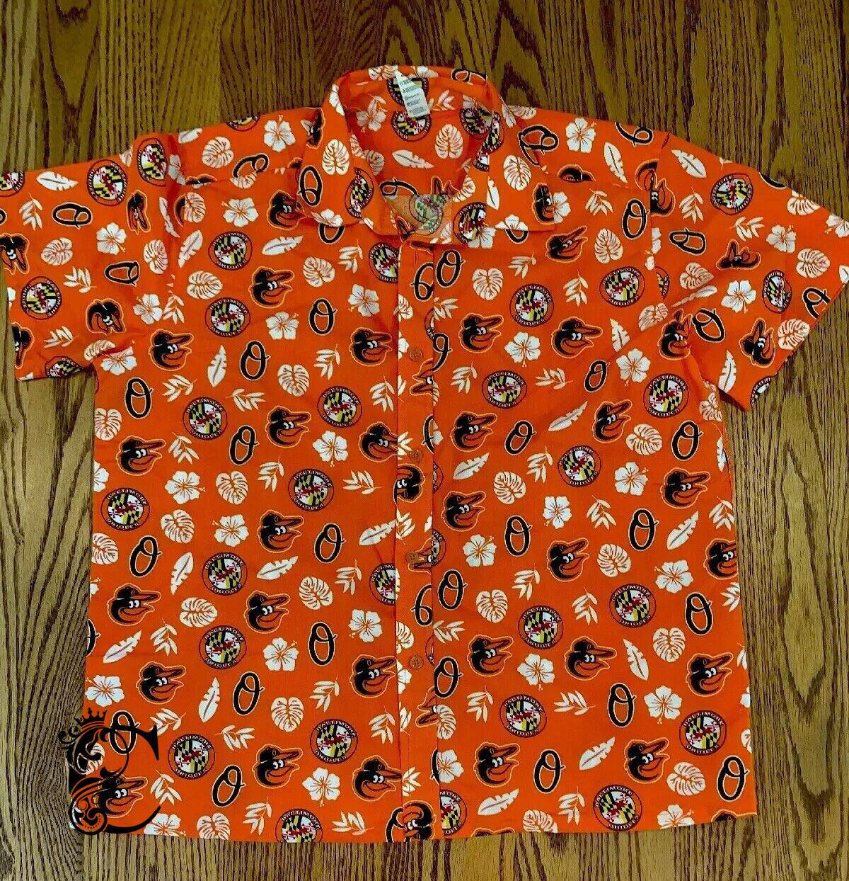 Baltimore Orioles Hawaiian Button Up Shirt The Elevin Group Orange Medium Hawaiian Shirt