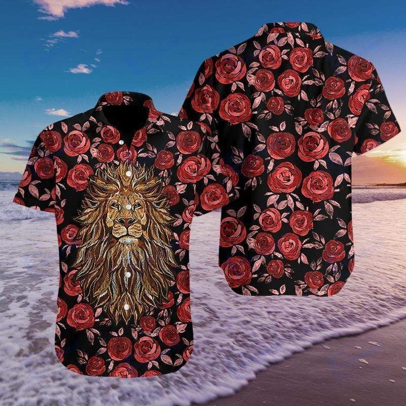 Beach Shirt Hawaiian Aloha Shirts Lion Rose 3108H- Chillicothemall