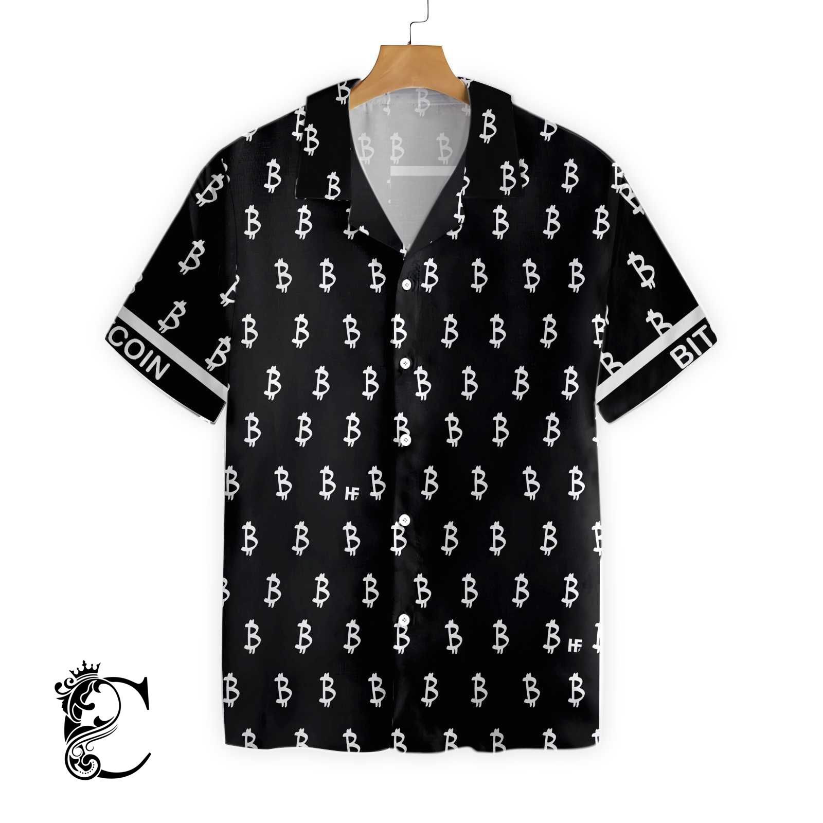 Black And White Bitcoin Pattern Hawaiian Shirt