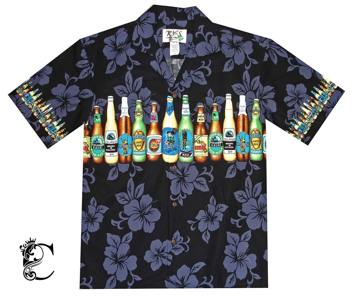 Beer Man Black Hawaiian Shirt