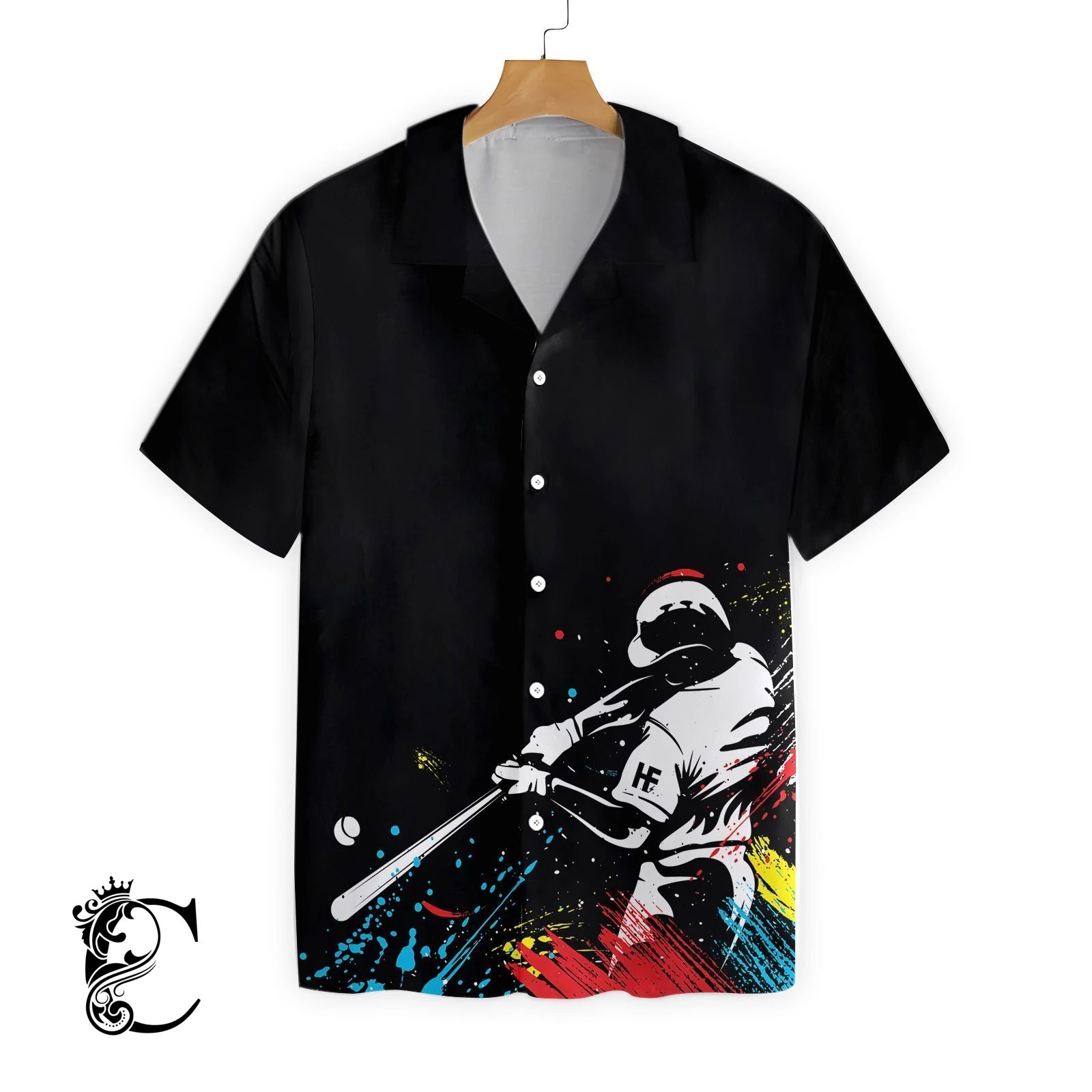 Baseball Players’ Silhouettes On Paintball Pattern Ez14 2101 Hawaiian Shirt