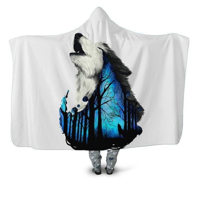 Wolf Blue Forest Blanket Hoodie