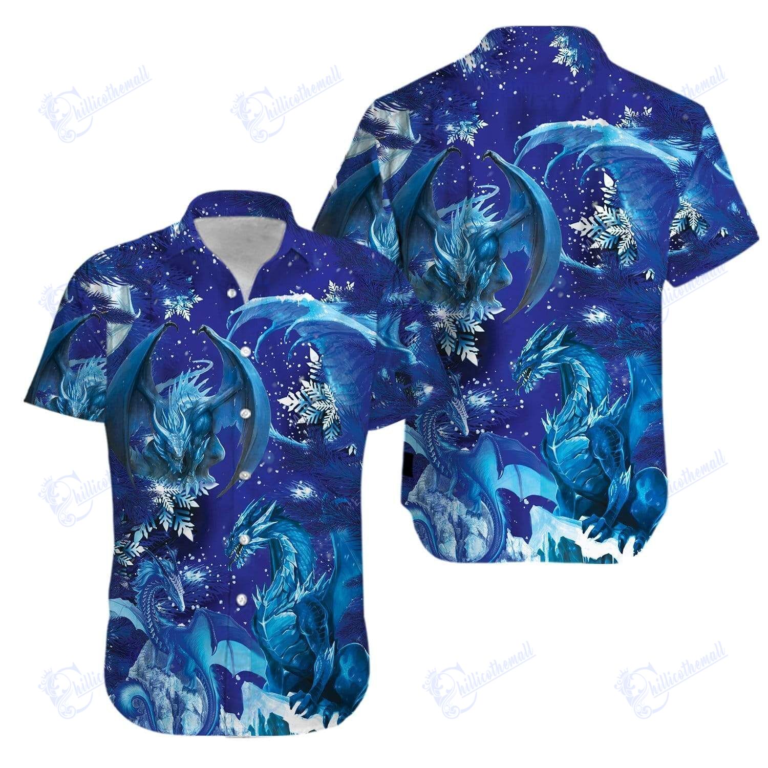 Beach Shirt Amazing Blue Dragon Hawaiian Aloha Shirts- Chillicothemall