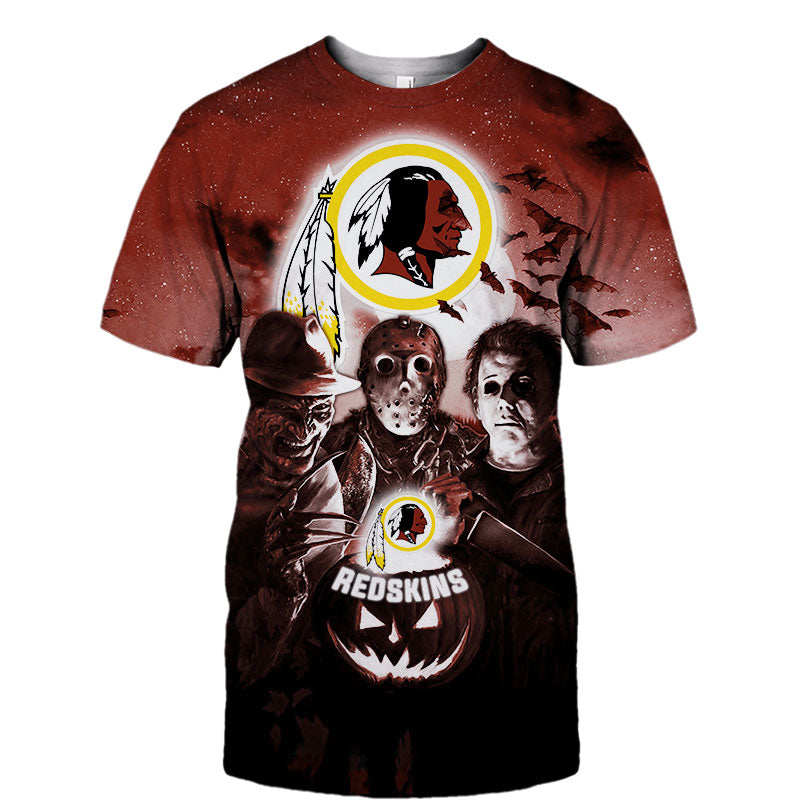 Washington Redskins T Shirt 3D Halloween Horror Night T Shirt