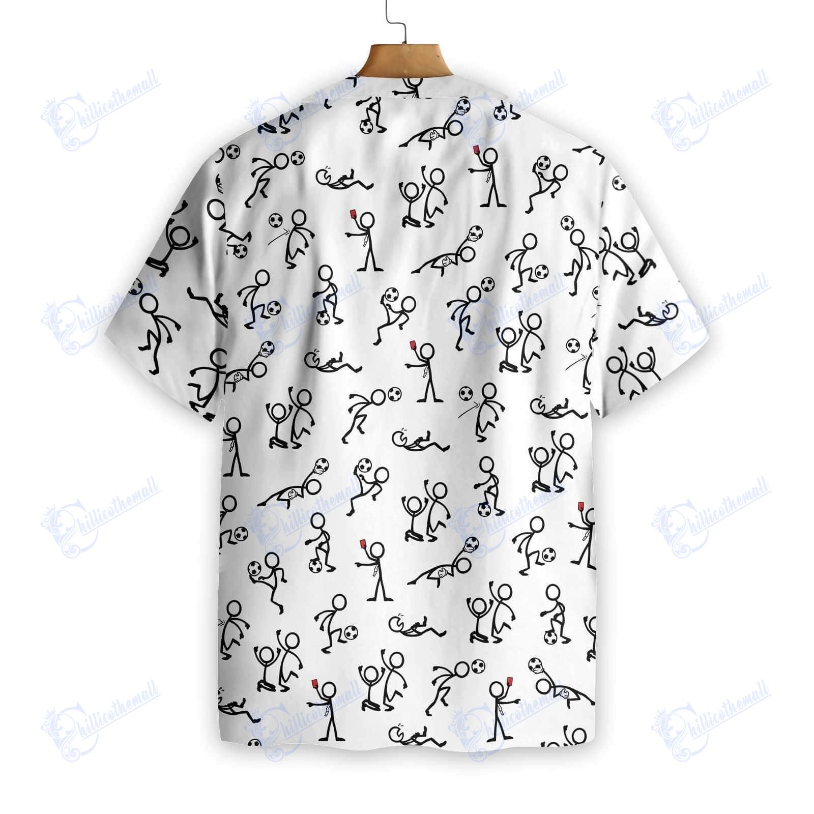 Beach Shirt Hawaiian Aloha Shirts Stickfigures Playing Soccer- Chillicothemall