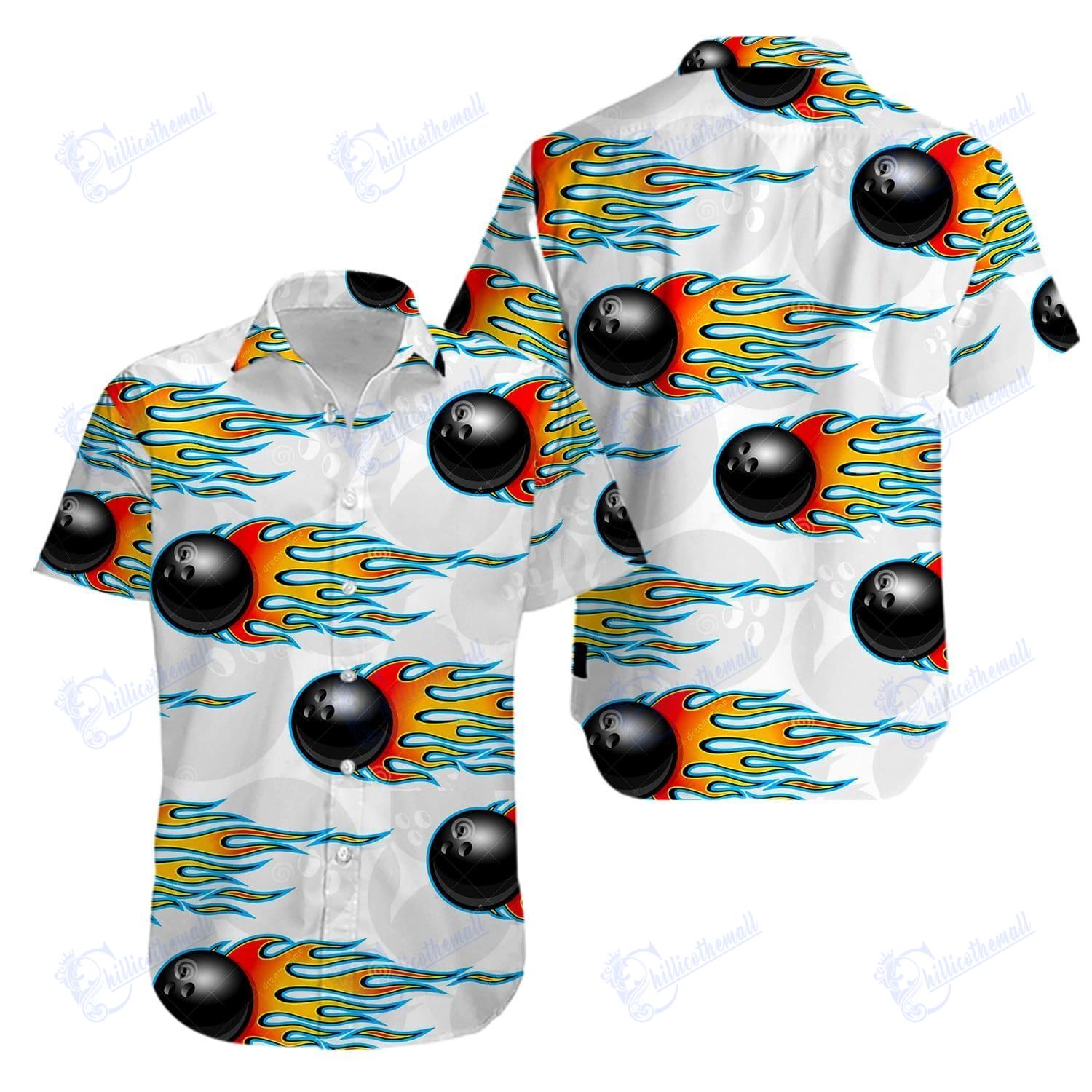 Bowling With Fire Hawaiian Aloha Shirts