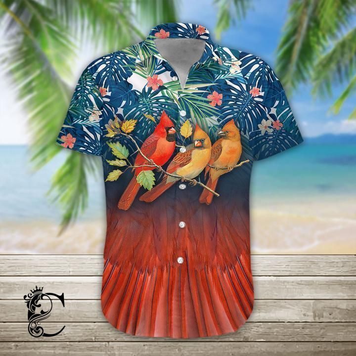 Beach Shirt High Quality Cardinal Bird Hawaiian Shirt- Chillicothemall