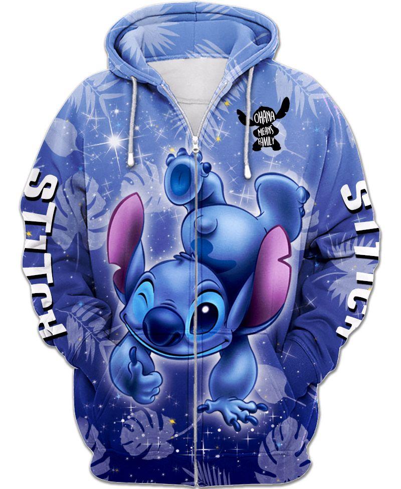 Blue Stitch Zip-Up Hoodie