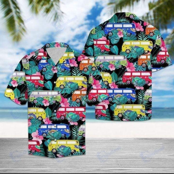 Beach Shirt Order Hippie Bus Hawaiian Aloha Shirts- Chillicothemall