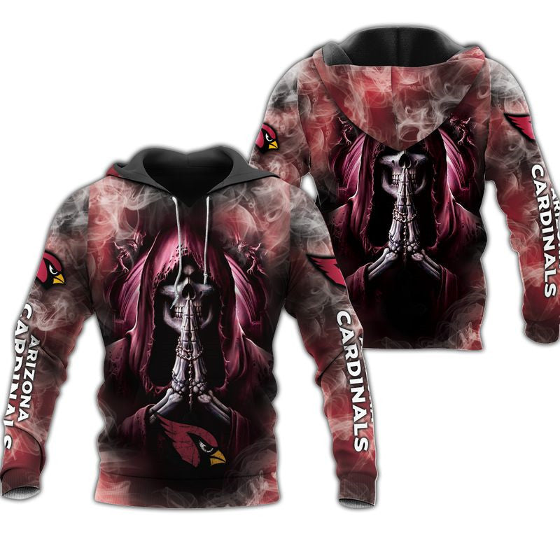 Arizona Cardinals Skull Hoodies Background Smoke