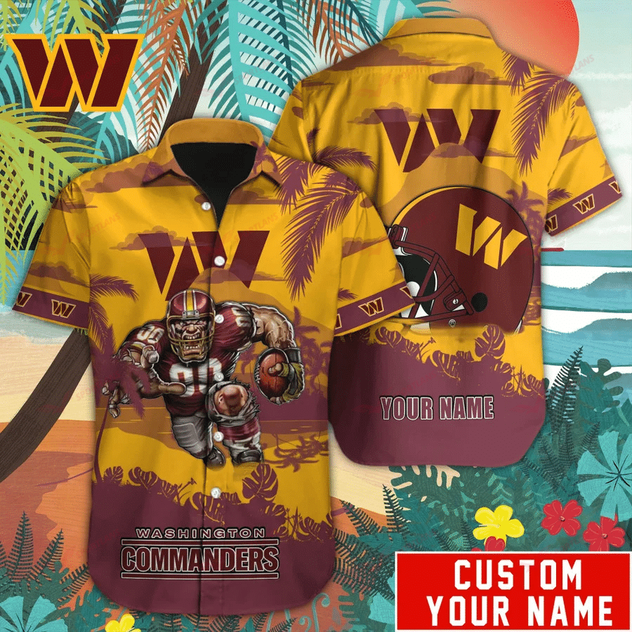 Washington Commanders Hawaiian Shirt Mascot Customize Your Name