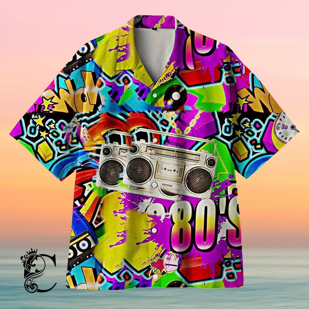 Amazing Graffiti 80’S Wow Clock Hawaiian Shirt