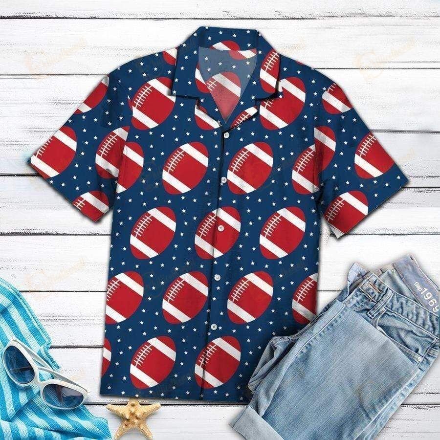 Beach Shirt Hawaiian Aloha Shirts Football Ball- Chillicothemall