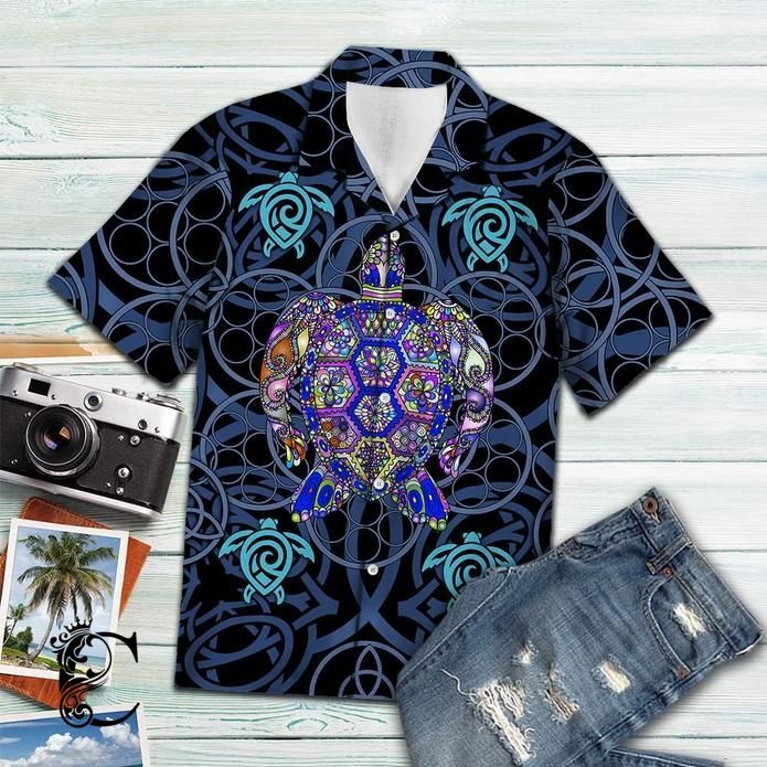 Turtle Blue Mandala Vikings Tropical Hawaiian Shirt 131