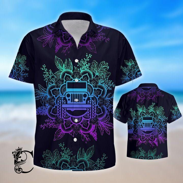 Awesome Jeep Mandala Ombre Purple Black Aloha Hawaiian Shirts